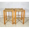 SET 2 SGABELLI DA BAR DESIGN ANNI 70 LEGNO PAGLIA COPPIA SEDIA SCANNO PERRIAND