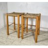 SET 2 SGABELLI DA BAR DESIGN ANNI 70 LEGNO PAGLIA COPPIA SEDIA SCANNO PERRIAND