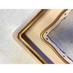 COPPIA CORNICE ANTICA SAGOMATA COLOR AVORIO ORO