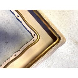 COPPIA CORNICE ANTICA SAGOMATA COLOR AVORIO ORO