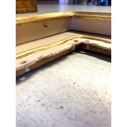 COPPIA CORNICE ANTICA SAGOMATA COLOR AVORIO ORO