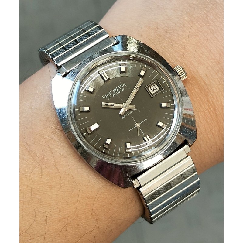 OROLOGIO POLSO Hike Watch INCABLOC anni 60 MECCANICO Vintage Wrist Watch 5 ATM