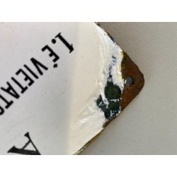 TARGA INSEGNA PLACCA LAMINA METALLO SMALTATO BIANCO NERO 13 x 22 cm ANNI '20