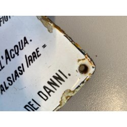 TARGA INSEGNA PLACCA LAMINA METALLO SMALTATO BIANCO NERO 13 x 22 cm ANNI '20