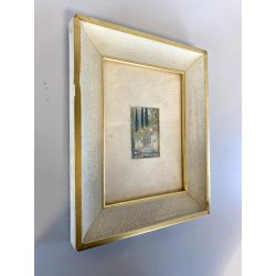 DIPINTO TEMPERA MINIATURA Piero Busonera VEDUTA LAGO COMO Punta Balbianello '56