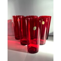 SET BROCCA 6 BICCHIERI SOFT DRINK ACRILICO ROSSO TRASPARENTE Guzzini MID CENTURY