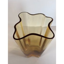 VASO MODERNISTA VETRO AMBRATO DESIGN Alvar Aalto LITTALA FINLANDIA '900 - 28cm/h