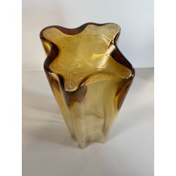 VASO MODERNISTA VETRO AMBRATO DESIGN Alvar Aalto LITTALA FINLANDIA '900 - 28cm/h