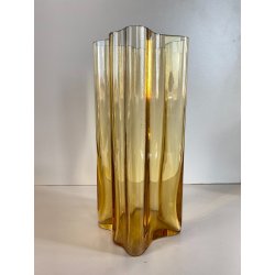 VASO MODERNISTA VETRO AMBRATO DESIGN Alvar Aalto LITTALA FINLANDIA '900 - 28cm/h