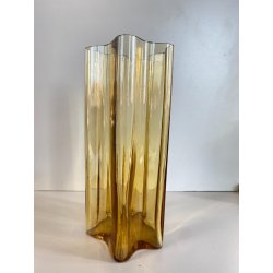 VASO MODERNISTA VETRO AMBRATO DESIGN Alvar Aalto LITTALA FINLANDIA '900 - 28cm/h
