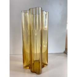 VASO MODERNISTA VETRO AMBRATO DESIGN Alvar Aalto LITTALA FINLANDIA '900 - 28cm/h