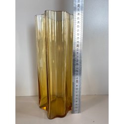 VASO MODERNISTA VETRO AMBRATO DESIGN Alvar Aalto LITTALA FINLANDIA '900 - 28cm/h