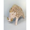FIGURA ANIMALE CERAMICA MAIOLICA SARDA Salvatore Cossu CINGHIALE ZANNE ORO