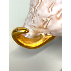 FIGURA ANIMALE CERAMICA MAIOLICA SARDA Salvatore Cossu CINGHIALE ZANNE ORO