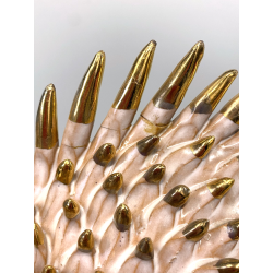 FIGURA ANIMALE CERAMICA MAIOLICA SARDA Salvatore Cossu CINGHIALE ZANNE ORO