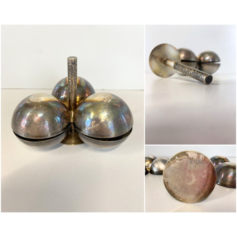 POSACENERE SVUOTATASCHE LINO SABATTINI METALLO ARGENTATO SFERE DESIGN VINTAGE