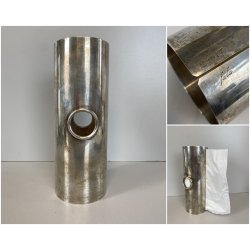 DISPENSER da TAVOLO CILINDRICO METALLO ARGENTATO Fala MODERN DESIGN ø8x21cm '900