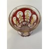 ANTICO VASO VETRO TRASPARENTE  MOLATO ROSSO RUBINO ORO GOBLET BIEDERMEIER 13cm/h