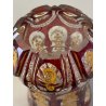 ANTICO VASO VETRO TRASPARENTE  MOLATO ROSSO RUBINO ORO GOBLET BIEDERMEIER 13cm/h
