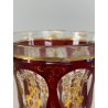 ANTICO VASO VETRO TRASPARENTE  MOLATO ROSSO RUBINO ORO GOBLET BIEDERMEIER 13cm/h