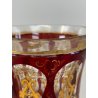 ANTICO VASO VETRO TRASPARENTE  MOLATO ROSSO RUBINO ORO GOBLET BIEDERMEIER 13cm/h