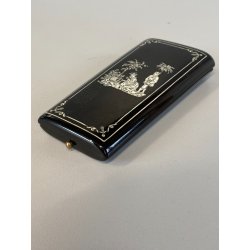 ANTICA SCATOLA SET CUSTODIA CUCITO BOITE à COUTURE BACHELITE DECORO INTARSIATO