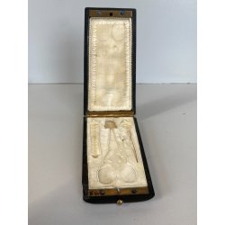 ANTICA SCATOLA SET CUSTODIA CUCITO BOITE à COUTURE BACHELITE DECORO INTARSIATO