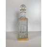ANTICA BOTTIGLIA DECANTER CRISTALLO MOLATO DECORO METALLO ORNATO STILE CARLO X