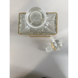 ANTICA BOTTIGLIA DECANTER CRISTALLO MOLATO DECORO METALLO ORNATO STILE CARLO X