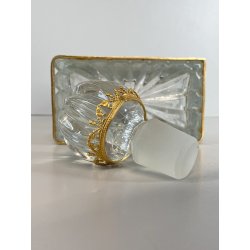 ANTICA BOTTIGLIA DECANTER CRISTALLO MOLATO DECORO METALLO ORNATO STILE CARLO X