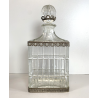 ANTICA BOTTIGLIA DECANTER CRISTALLO MOLATO STILE CARLO X DECORO METALLO ORNATO