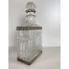 ANTICA BOTTIGLIA DECANTER CRISTALLO MOLATO STILE CARLO X DECORO METALLO ORNATO