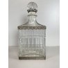 ANTICA BOTTIGLIA DECANTER CRISTALLO MOLATO STILE CARLO X DECORO METALLO ORNATO