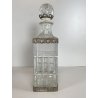 ANTICA BOTTIGLIA DECANTER CRISTALLO MOLATO STILE CARLO X DECORO METALLO ORNATO