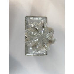 ANTICA BOTTIGLIA DECANTER CRISTALLO MOLATO STILE CARLO X DECORO METALLO ORNATO