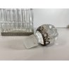 ANTICA BOTTIGLIA DECANTER CRISTALLO MOLATO STILE CARLO X DECORO METALLO ORNATO
