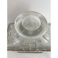 ANTICA BOTTIGLIA DECANTER CRISTALLO MOLATO STILE CARLO X DECORO METALLO ORNATO