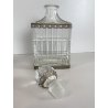 ANTICA BOTTIGLIA DECANTER CRISTALLO MOLATO STILE CARLO X DECORO METALLO ORNATO