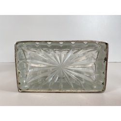 ANTICA BOTTIGLIA DECANTER CRISTALLO MOLATO STILE CARLO X DECORO METALLO ORNATO