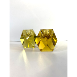 PORTA CANDELE VETRO SOMMERSO MURANO Flavio Poli SEGUSO TAGLIO DIAMANTE GIALLO 60