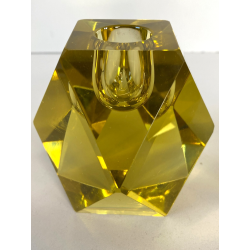 PORTA CANDELE VETRO SOMMERSO MURANO Flavio Poli SEGUSO TAGLIO DIAMANTE GIALLO 60