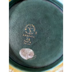 PIATTO DECORATIVO CERAMICA Gustavsberg Wilhem Kåge "Argenta" VERDE PESCI ø 31 cm