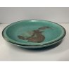 PIATTO DECORATIVO CERAMICA Gustavsberg Wilhem Kåge "Argenta" VERDE PESCI ø 31 cm