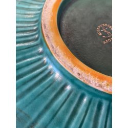 PIATTO DECORATIVO CERAMICA Gustavsberg Wilhem Kåge "Argenta" VERDE PESCI ø 31 cm