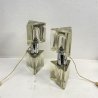 COPPIA ABATJOUR Alessandro Mendini ANNI 70 LAMPADA TAVOLO DESIGN ACCIAIO VETRO