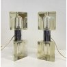 COPPIA ABATJOUR Alessandro Mendini ANNI 70 LAMPADA TAVOLO DESIGN ACCIAIO VETRO