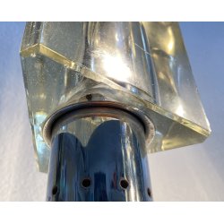 COPPIA ABATJOUR Alessandro Mendini ANNI 70 LAMPADA TAVOLO DESIGN ACCIAIO VETRO