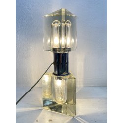 COPPIA ABATJOUR Alessandro Mendini ANNI 70 LAMPADA TAVOLO DESIGN ACCIAIO VETRO