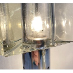 COPPIA ABATJOUR Alessandro Mendini ANNI 70 LAMPADA TAVOLO DESIGN ACCIAIO VETRO