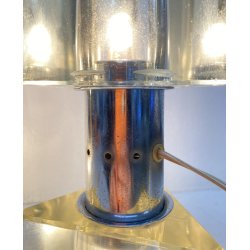 COPPIA ABATJOUR Alessandro Mendini ANNI 70 LAMPADA TAVOLO DESIGN ACCIAIO VETRO